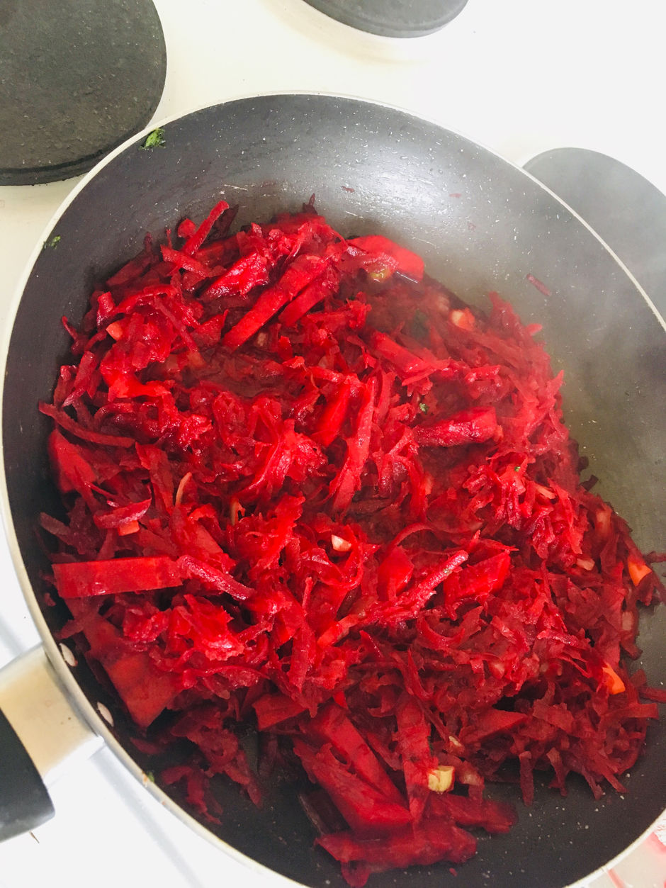 Beetroot and kale stir fry