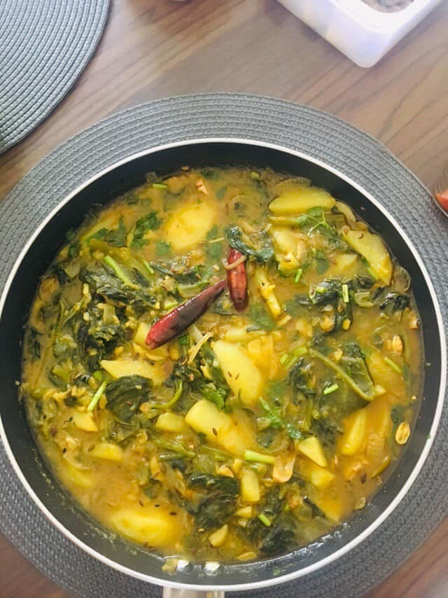 Pui shakh or Malabar spinach curry
