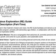 HIRING: Religious Exploration (RE) Guide – Part-Time