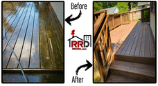 This deck was powerwashed, cleaned very well, sanded thoroughly, and stained with an exterior deck stain. 