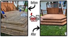 This deck was well maintained and thus required only a good power wash, solid sanding and nice stain to protect the wood and give the backyard space some nice color! 