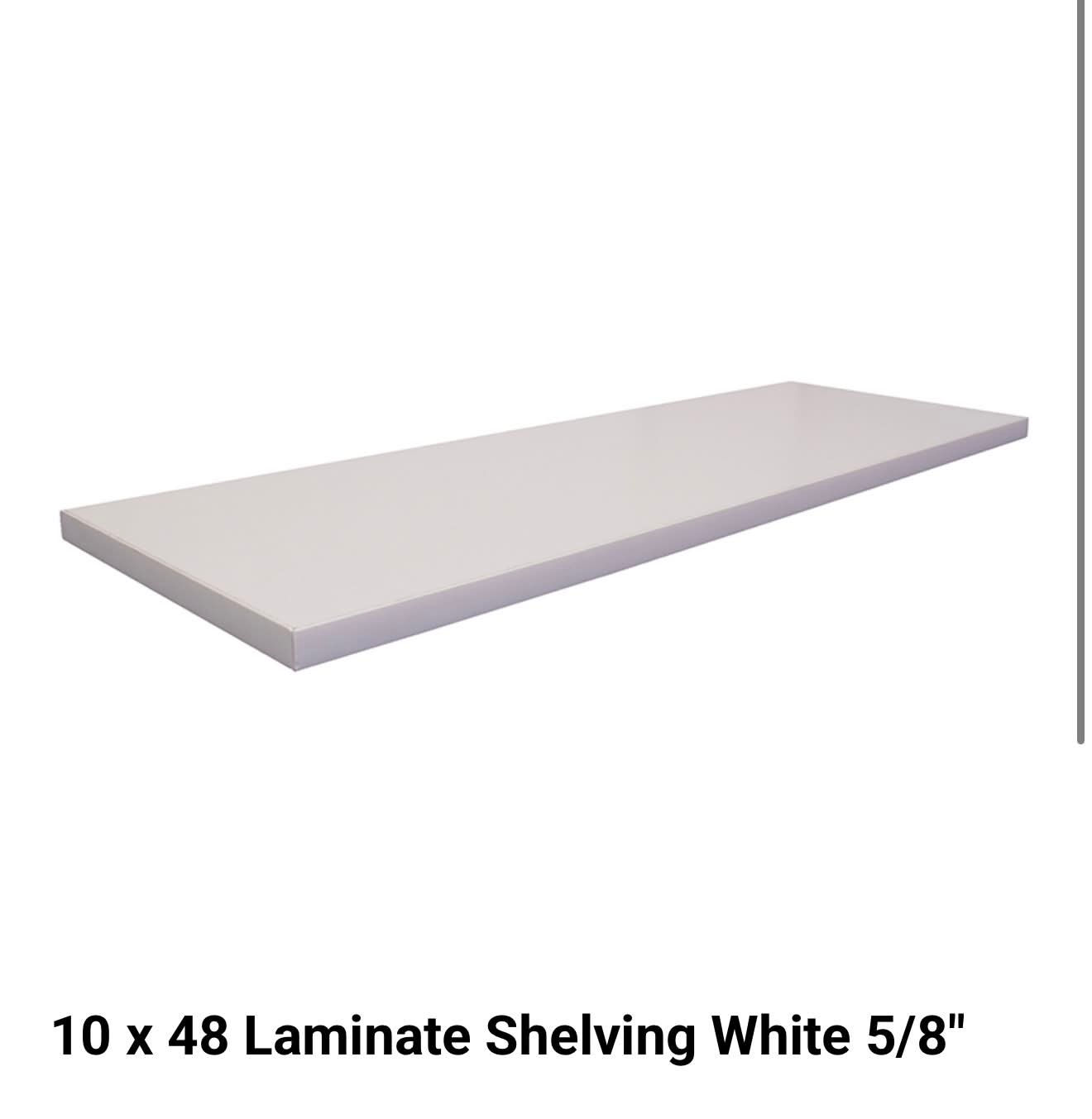 10x48 Laminate Shelving Wood Shelf White 5/8