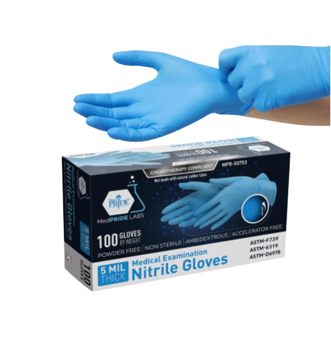 Med Exam Blue Nitrile Gloves 100ct