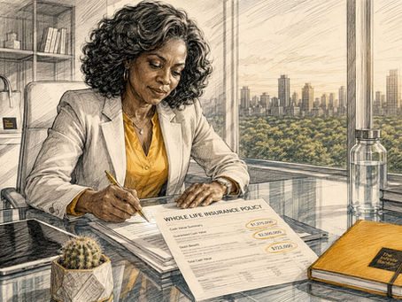 High earner reviewing insurance policy documents