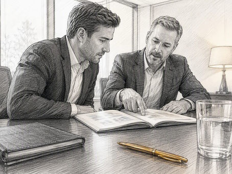 Entrepreneur reviewing limited-pay policy schedules
