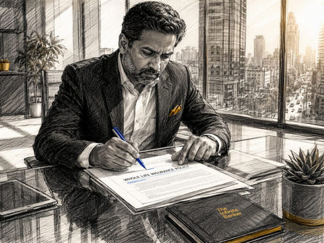 Financial advisor reviewing insurance policy documents
