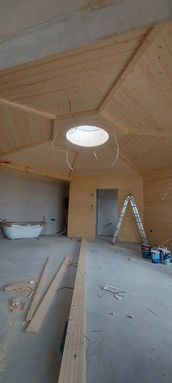 Interior under-construction with skylight