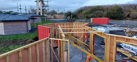 Wooden frame structure under construction