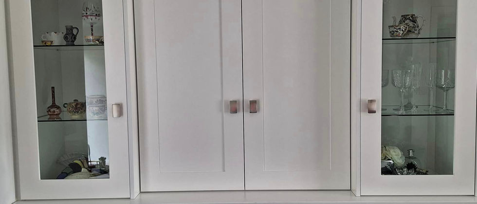 White Elphin fitted furniture: large cabinet with glass doors