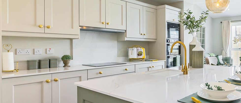 Elegant cream and green kitchen island