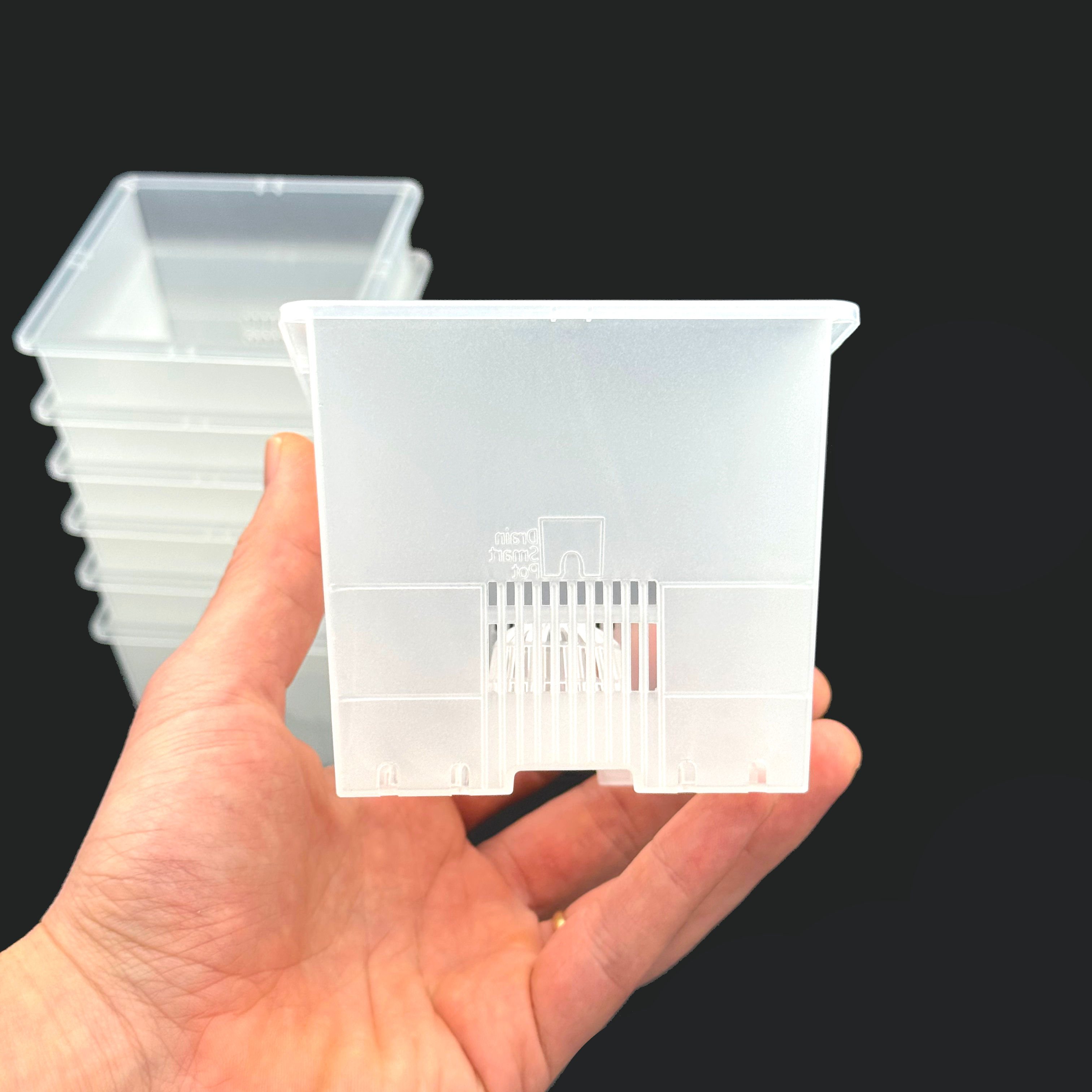 Drain Smart Pot Transparent Matt Quadratic Plastic Orchid / Clivia Pot (S12)