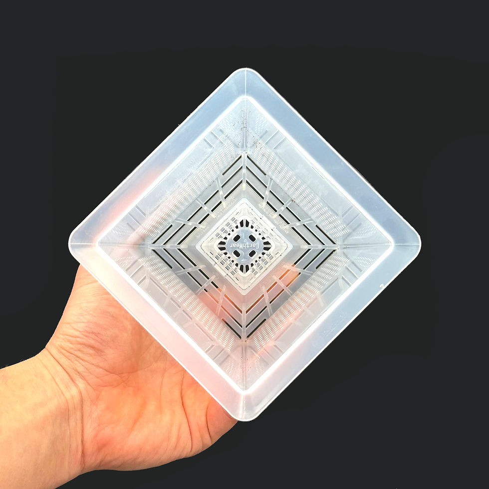 Thumbnail: Drain Smart Pot Transparent Matt Quadratic Plastic Orchid / Clivia Pot (T12)