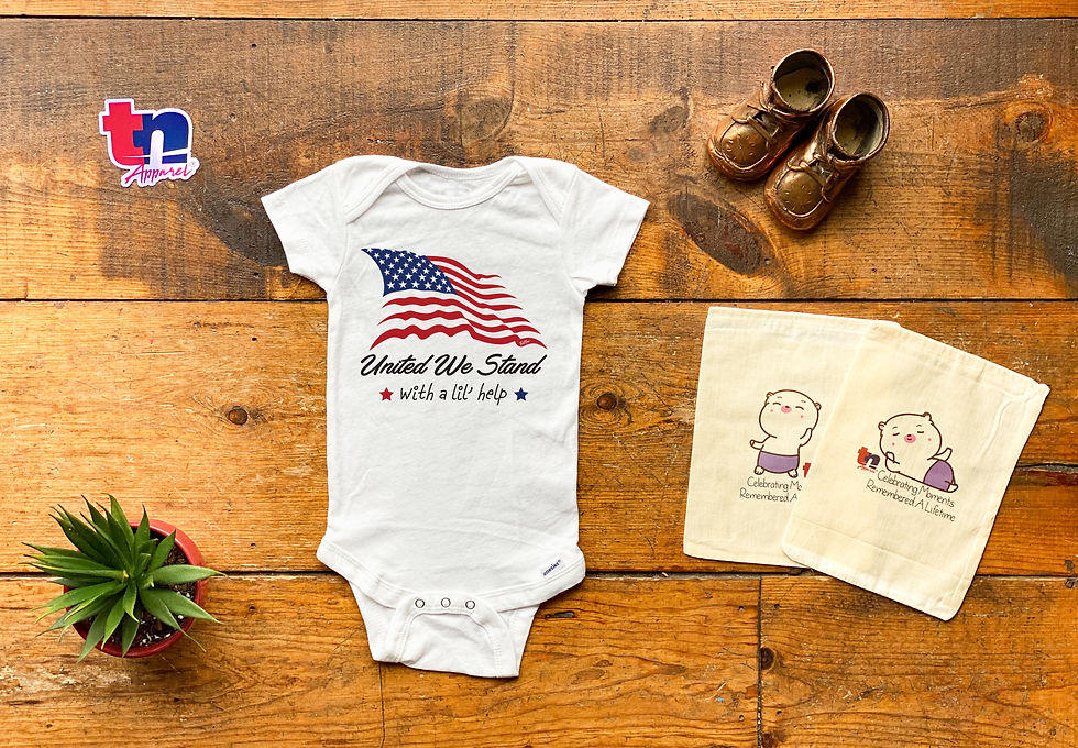 Thumbnail: United We Stand, With a Lil' Help - Patriotic / Family Inspired Onesie/Bodysuit
