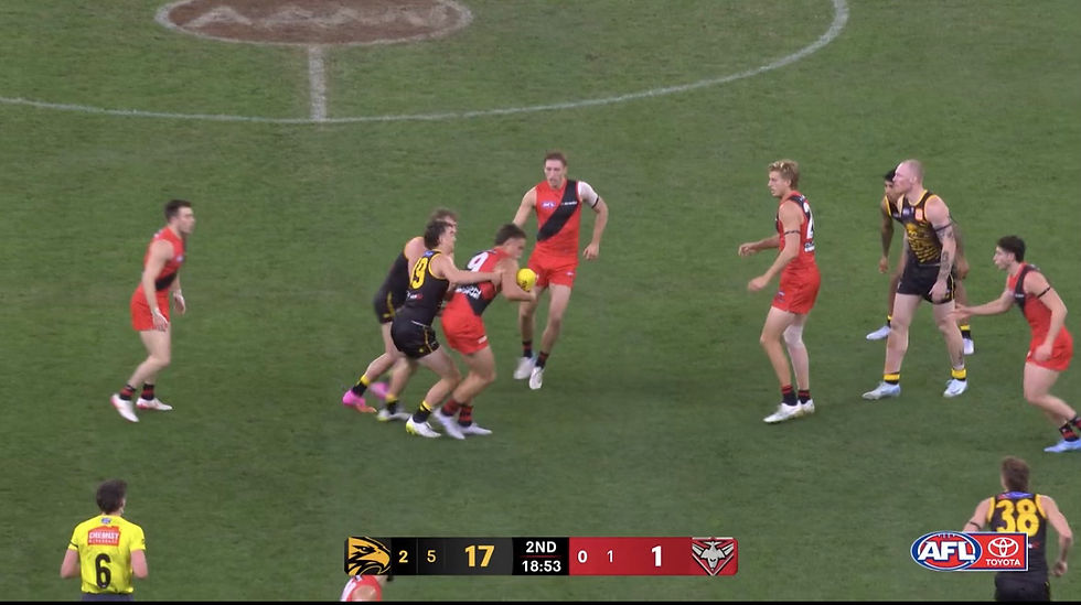 Sullivan Robey winning pre clearance contested possession. 🎥 vision AFL, Channel 7