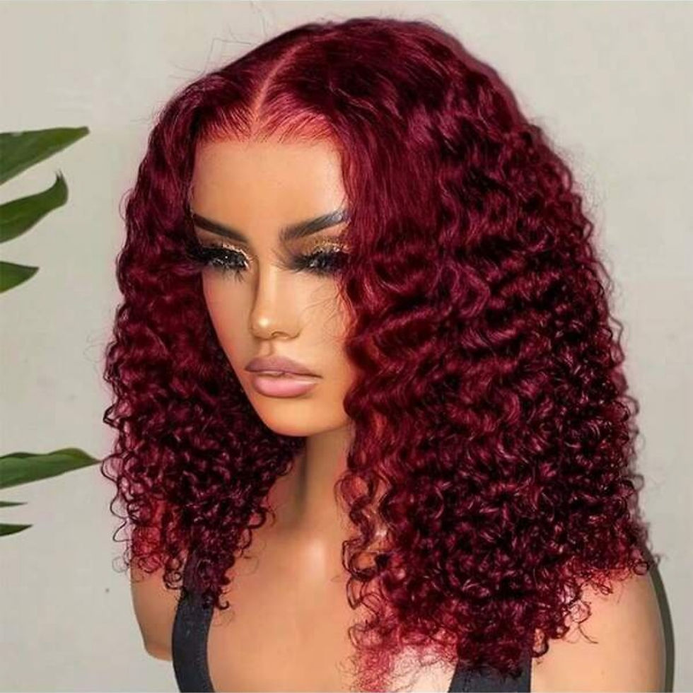 Thumbnail: Bloom Luxe Burgundy Deep Wave HD Lace Human Hair Wig