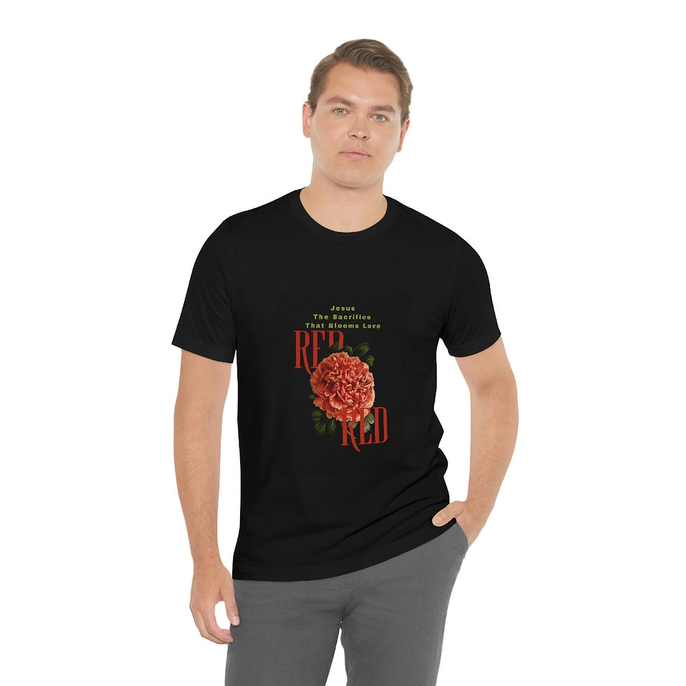 Thumbnail: Jesus Sacrifice Red Unisex Jersey Short Sleeve Tee