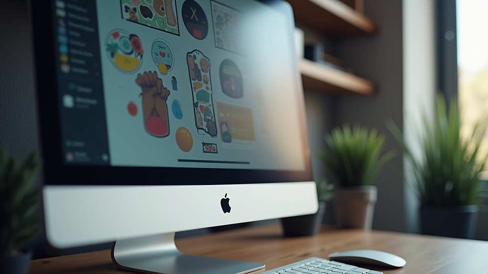 Eye-level view of a computer screen showing a vinyl sticker design software