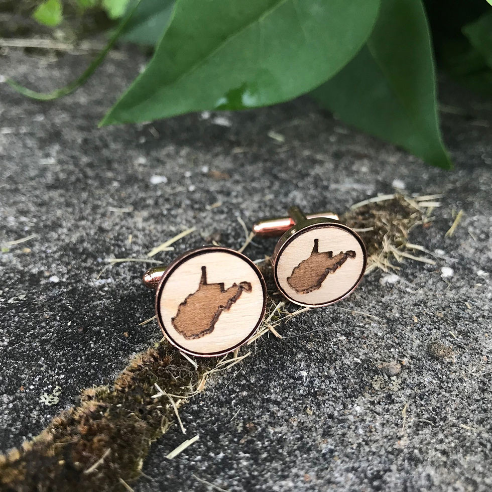Thumbnail: Wood Inlay Cuff Links (Set of 2)