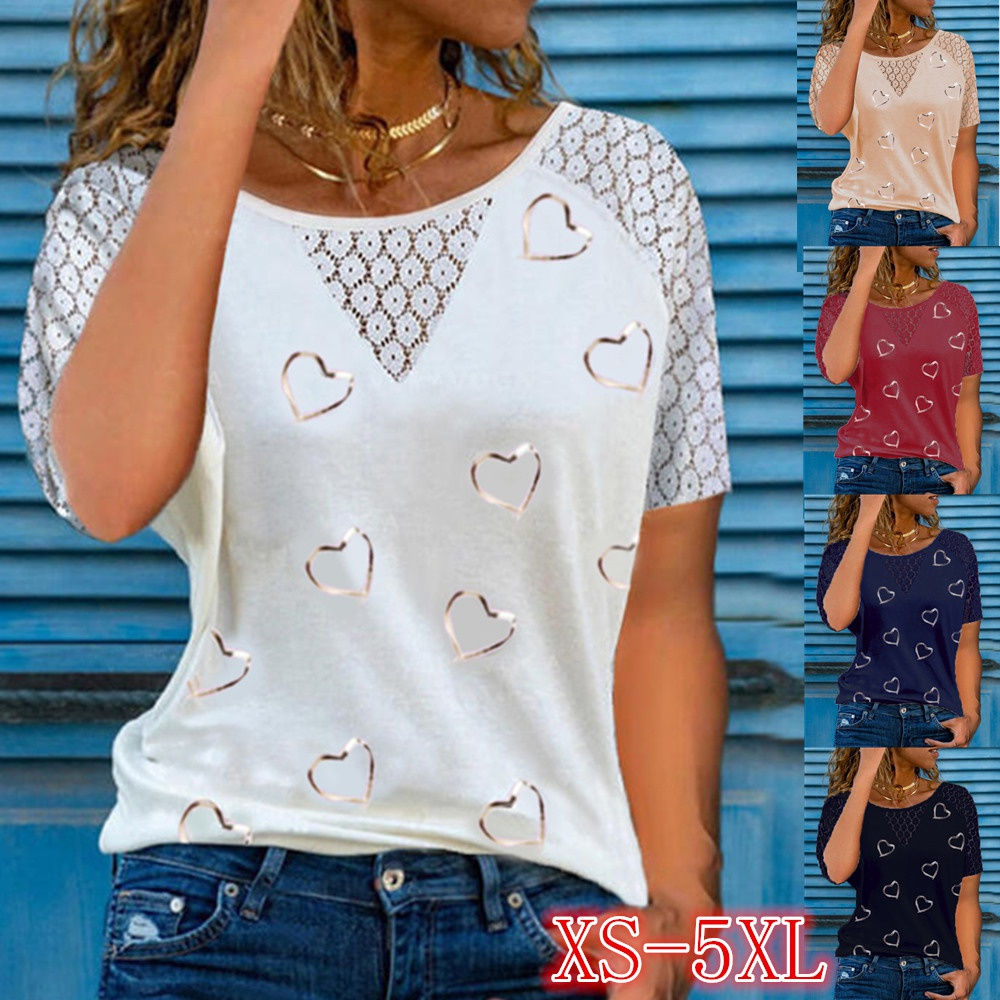 Women's T-shirt 2021 Summer New Fashion Women's Love Printed Loose Plus Size So