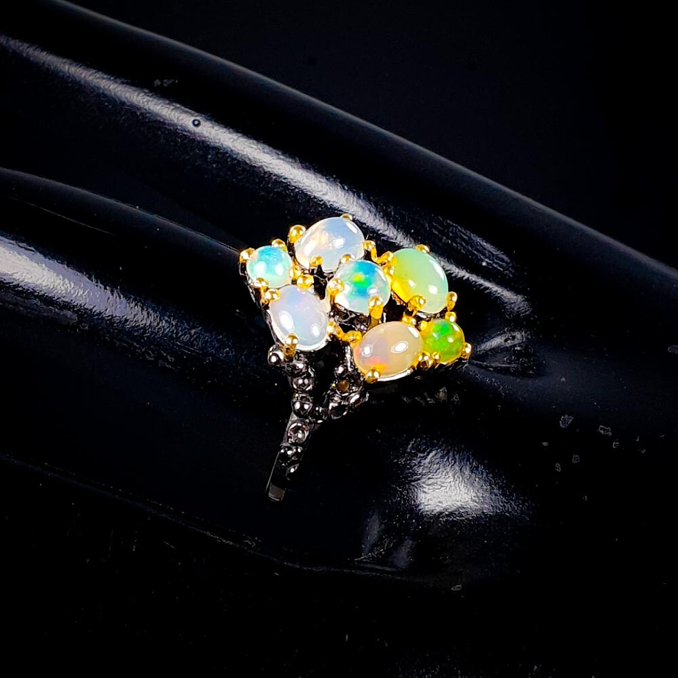 Thumbnail: Vintage Antique Natural Opal 925 Sterling Silver Ring
