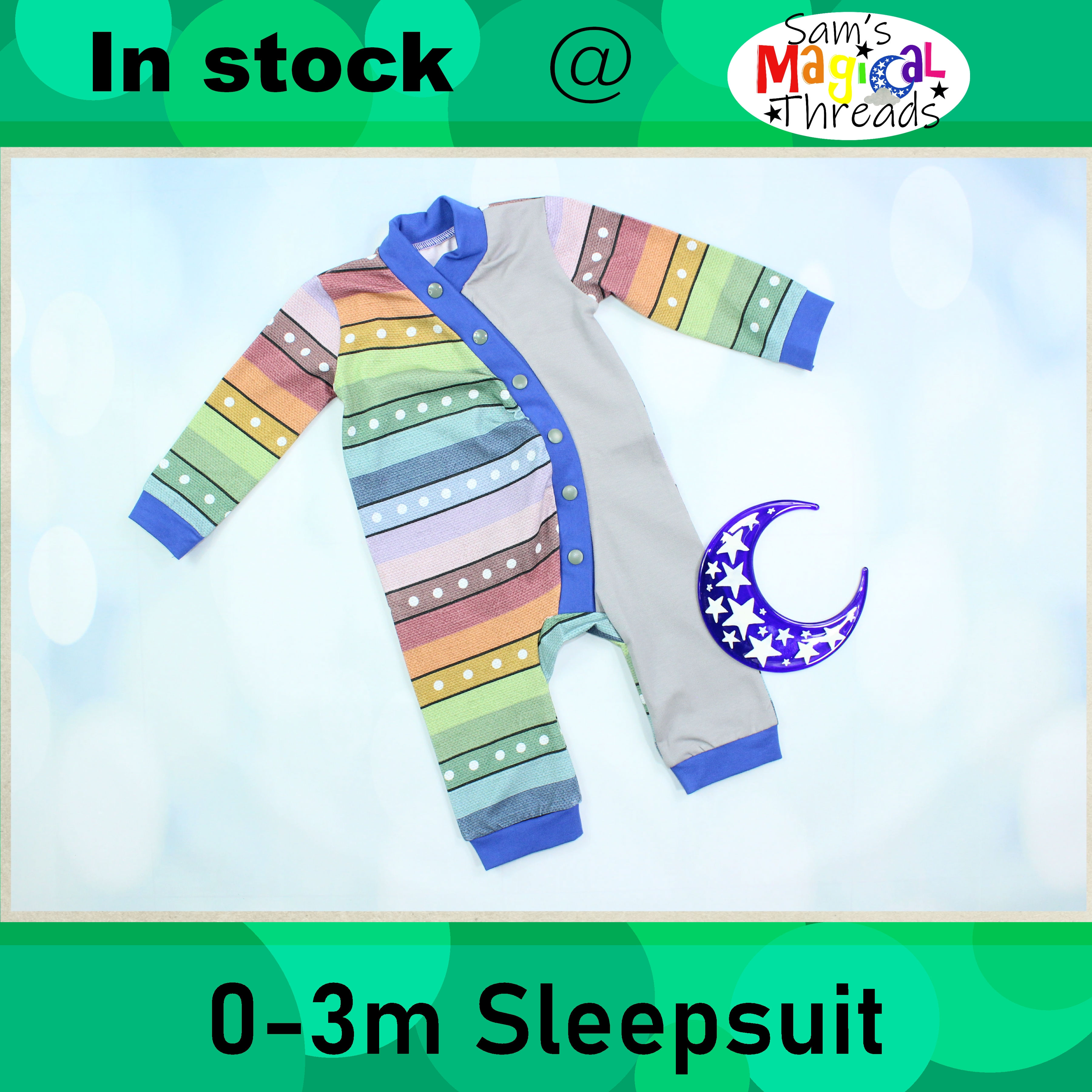 0-3 m Rainbow burlap sleepsuit