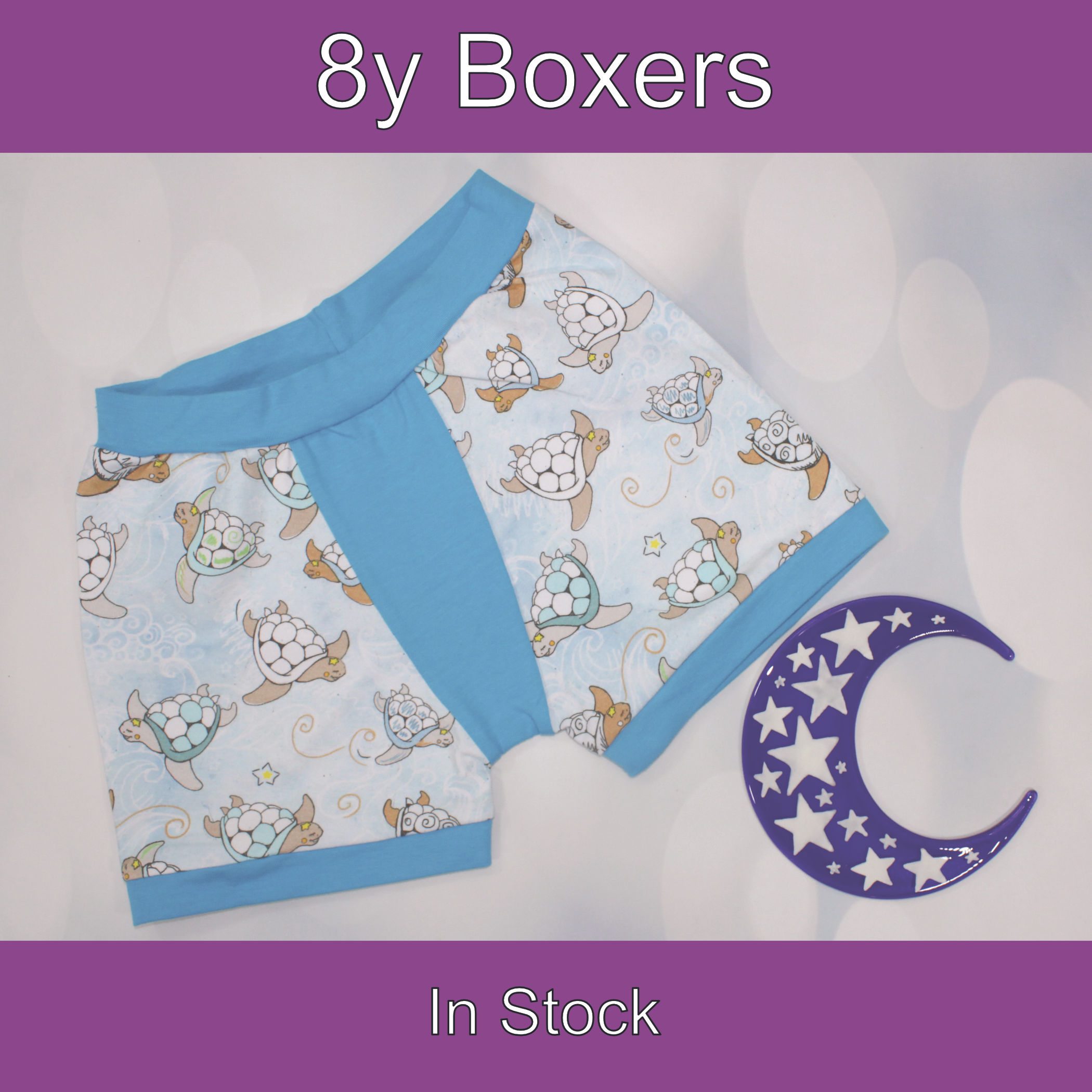 8y Child boxers. Sea turtles print with blue gusset and bands
