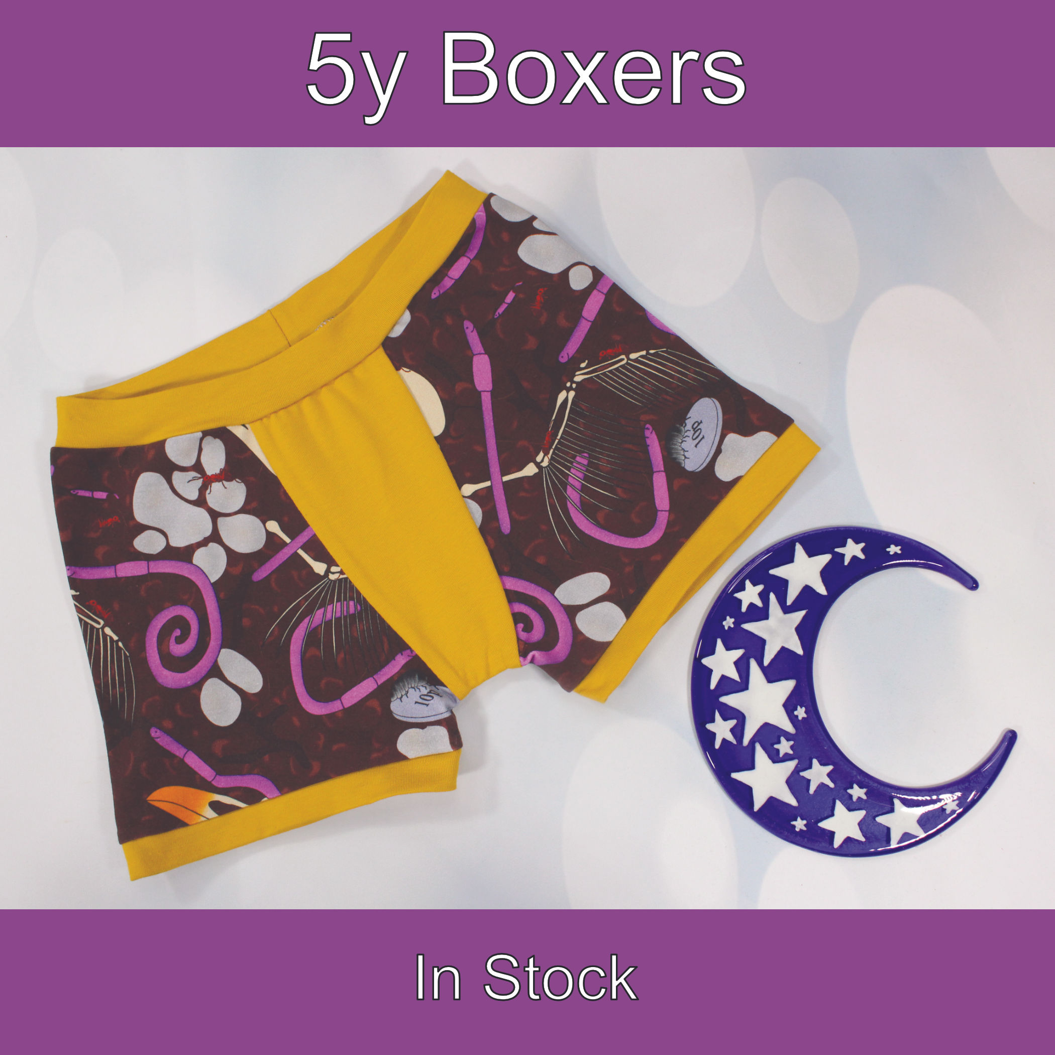5y Child boxers. Underground print with mustard gusset and bands