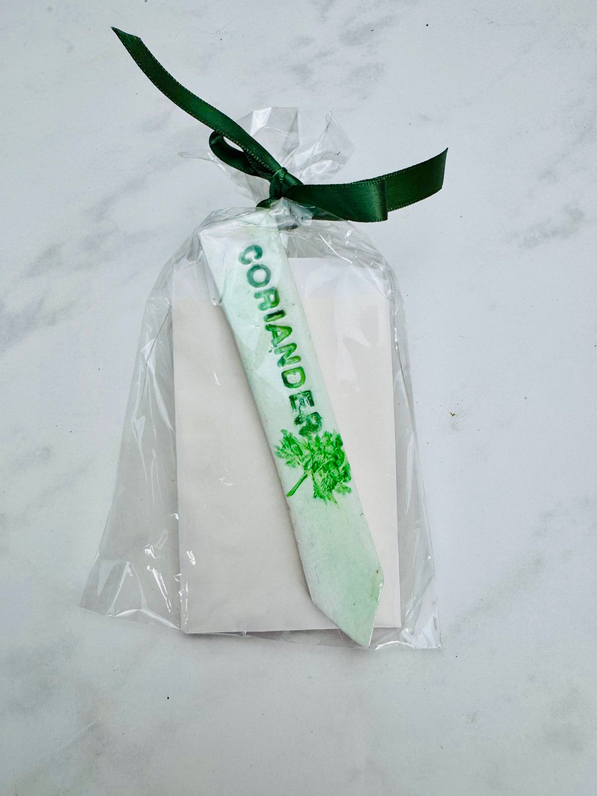 Coriander Herb Seeds and Handmade Clay Plant Marker