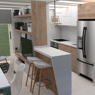 Barra de cocina con almacenamiento