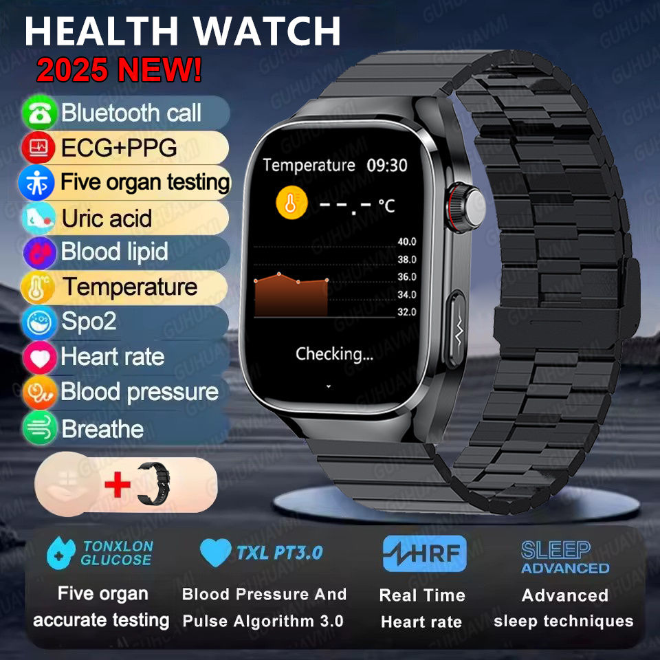 Thumbnail: 2025New Micro Physical Examination Smart Watch For Men Uric Acid Body Fat Five O