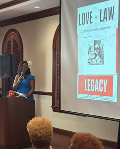 Joseline Hardrick, Esquire, talking to audience about Love + Law = Legacy documentary