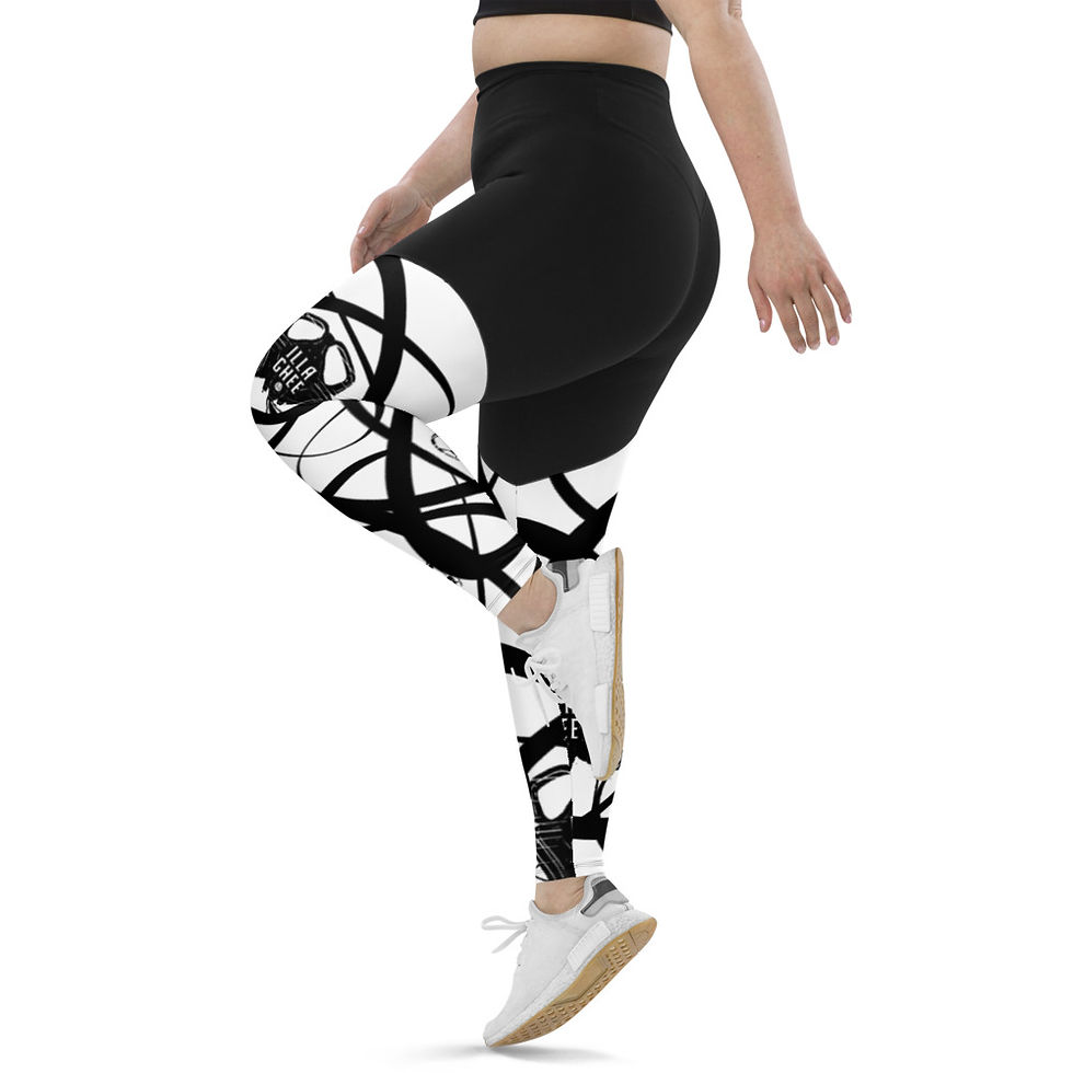Thumbnail: Black and White Illa Ghee Logo Sports Leggings