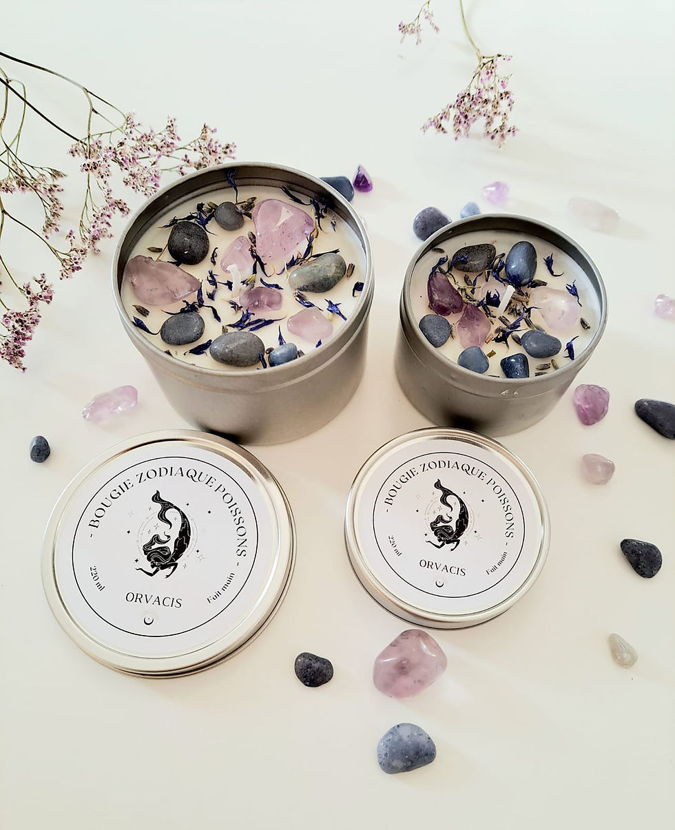 Bougie cristaux zodiaque Poissons