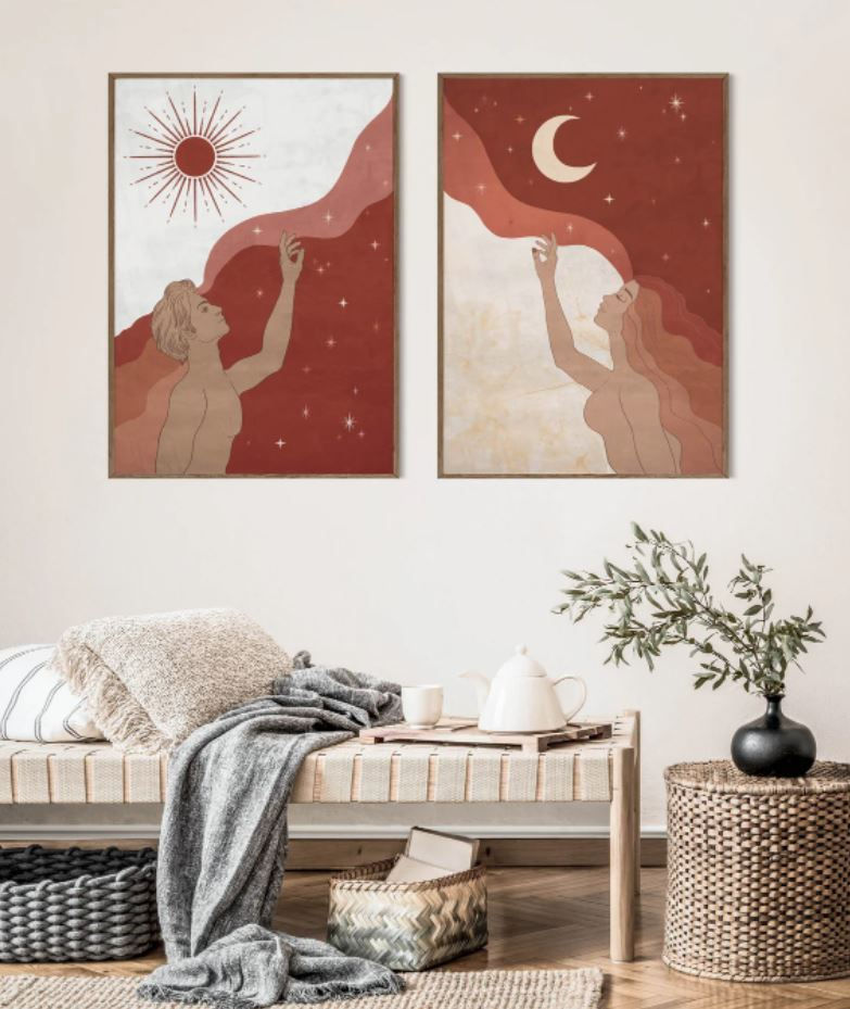 Miniature : Duo d'affiches "Couple soleil et lune"