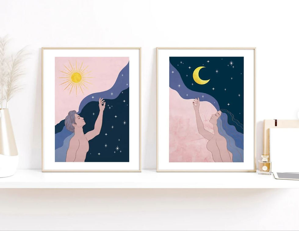 Miniature : Duo d'affiches "Couple soleil et lune"