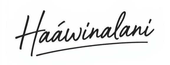 Brand name Haáwinalani in elegant script font with underline.