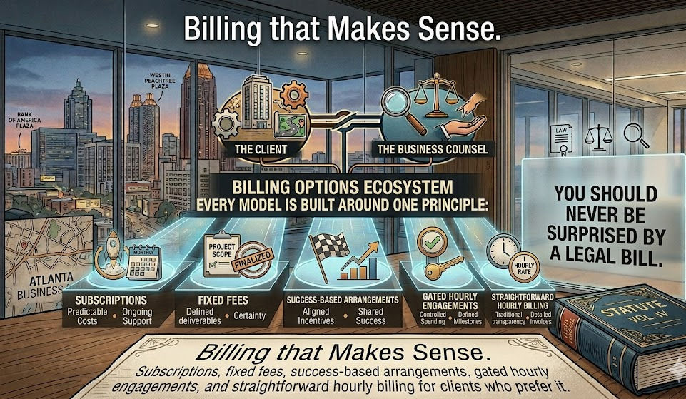 Infographic: Legal Billing Options Ecosystem. Billing that Makes Sense.