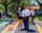 Mayor Ken Welch (right) and artist John Gascot at a Black History Month event in 2023. The state has since removed the “Black History Matters” mural outside of the Woodson African American Museum of Florida. Photo: City of St. Petersburg. 