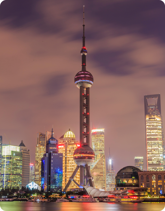 Oriental Pearl Tower and Shanghai skyline at night