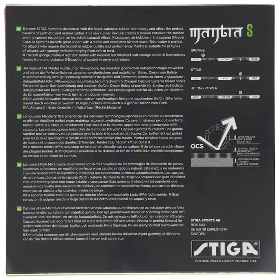 Stiga Mantra S asztalitenisz-borítás