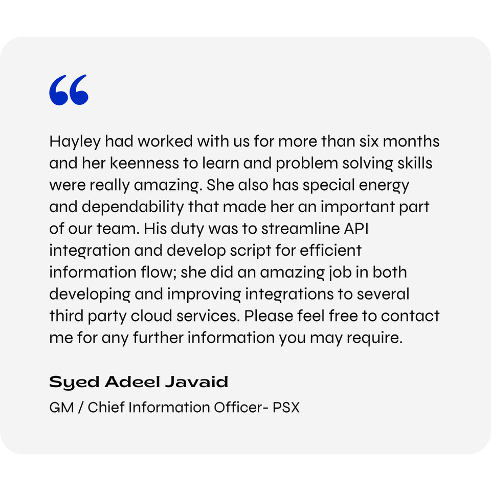 Client testimonial
