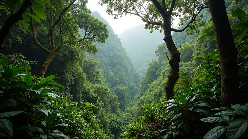 Wide angle view of lush rainforest in Manu National Park