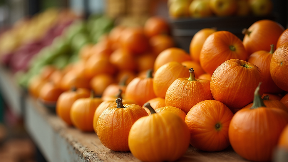 Close-up view of a vibrant ancestral fruit display