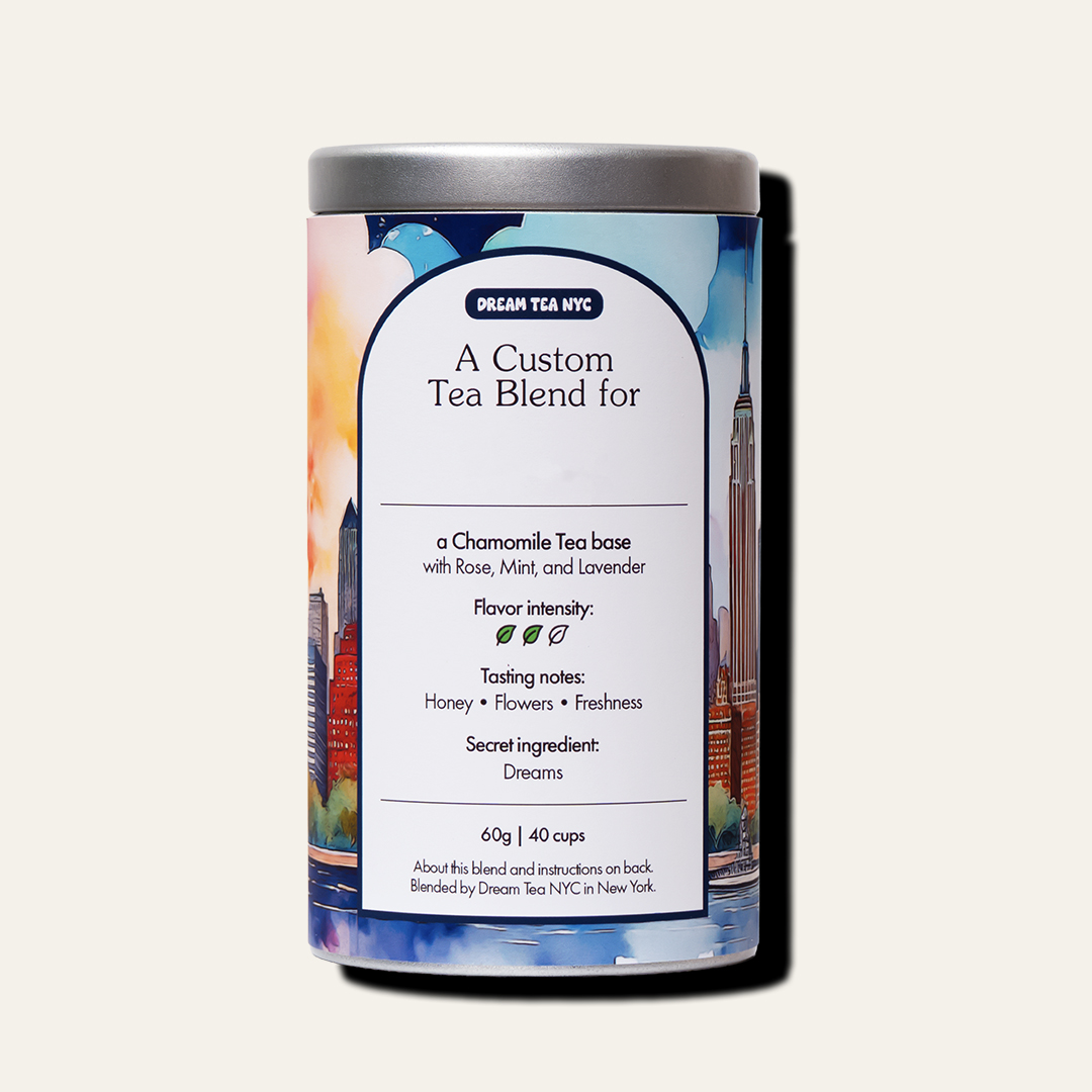 Customized, USDA Organic Tea Blend in Your Choice of Dream Tea Tin Color