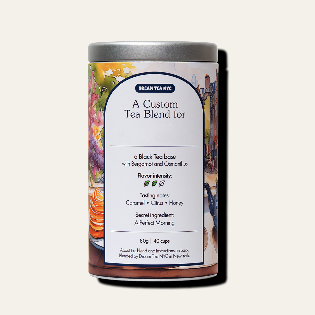 Customized, USDA Organic Tea Blend in Your Choice of Dream Tea Tin Color