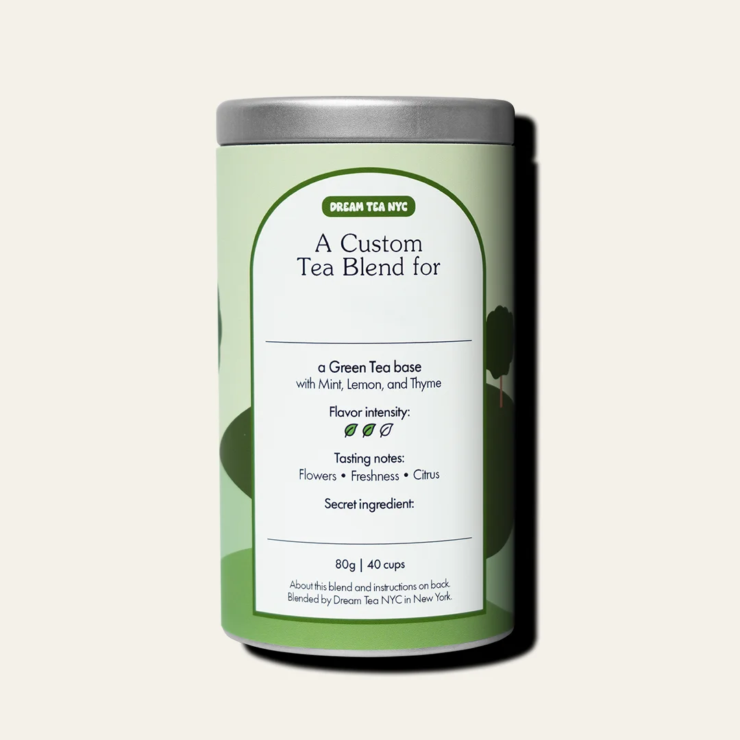 Customized, USDA Organic Tea Blend in Your Choice of Dream Tea Tin Color