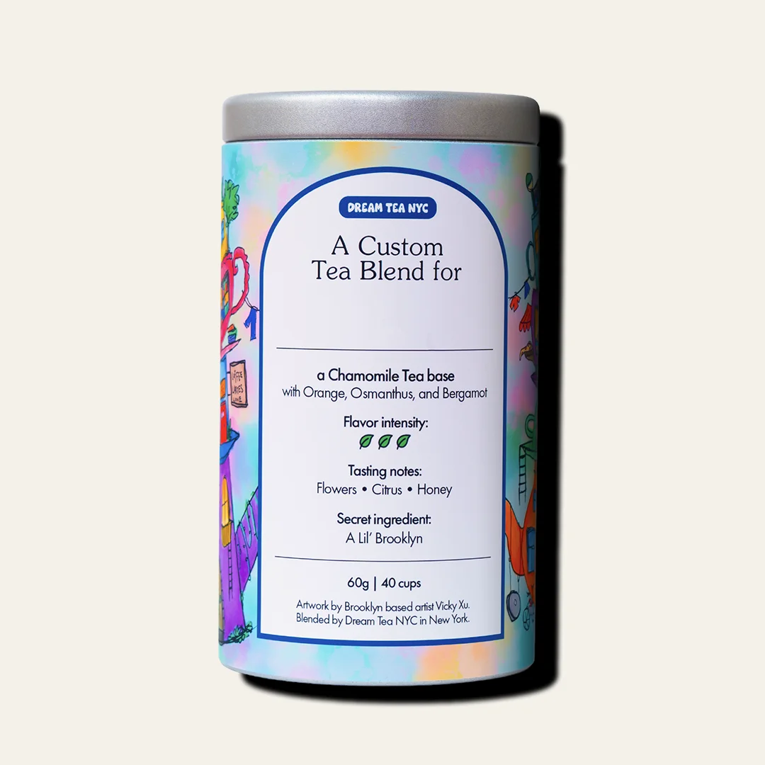 Customized, USDA Organic Tea Blend in Your Choice of Dream Tea Tin Color