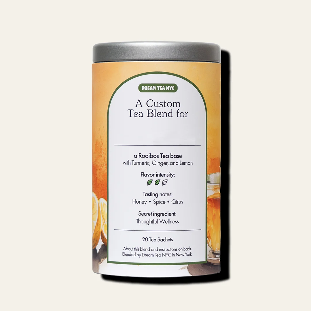 Customized, USDA Organic Tea Blend in Your Choice of Dream Tea Tin Color
