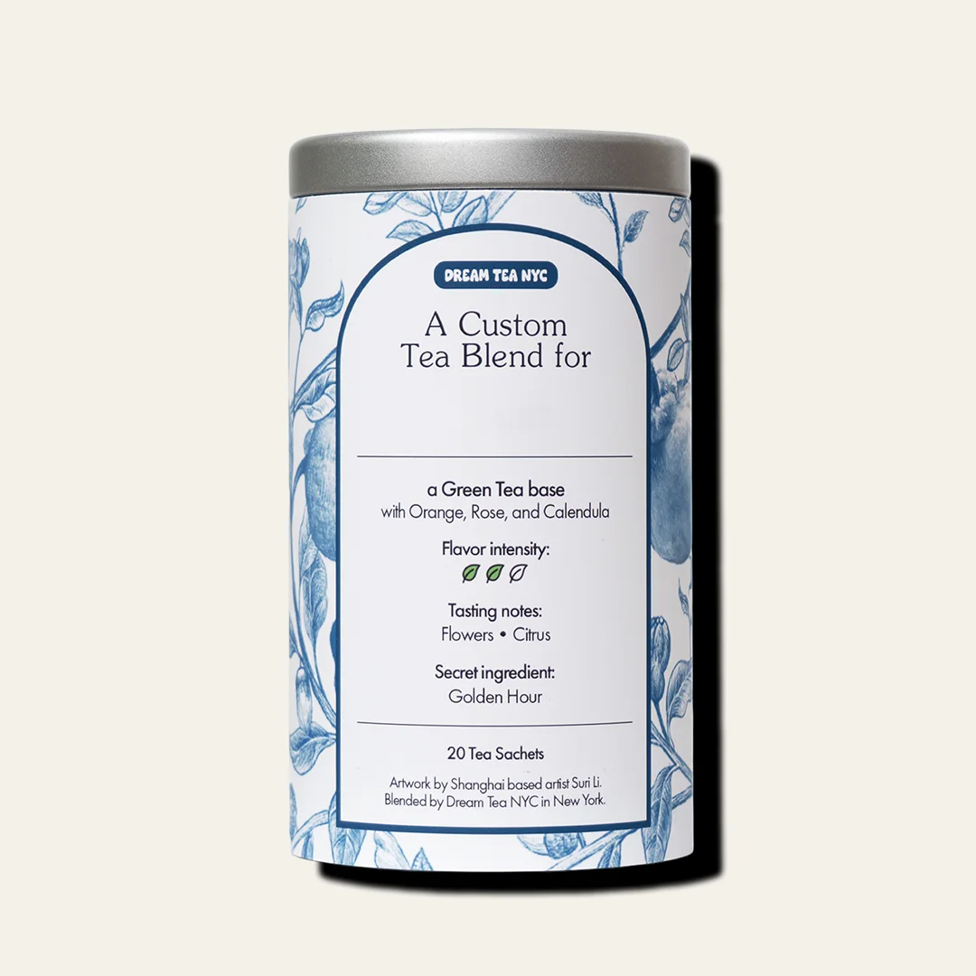 Customized, USDA Organic Tea Blend in Your Choice of Dream Tea Tin Color