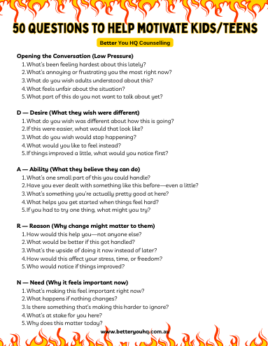 50 questions to motivate kids and teens